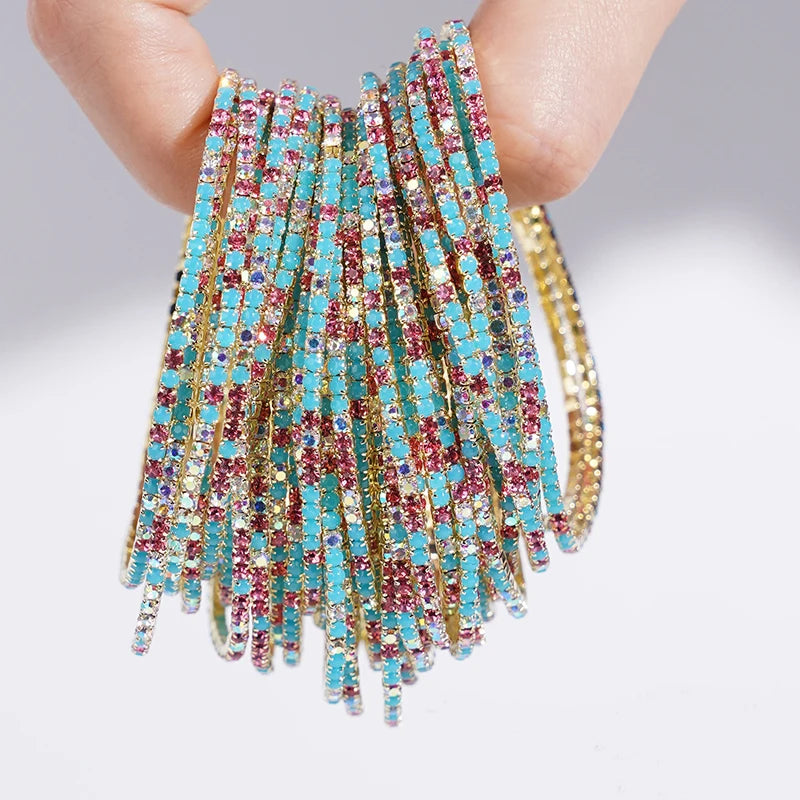 5pcs Colorful Crystal Rhinestone Elastic Bracelets