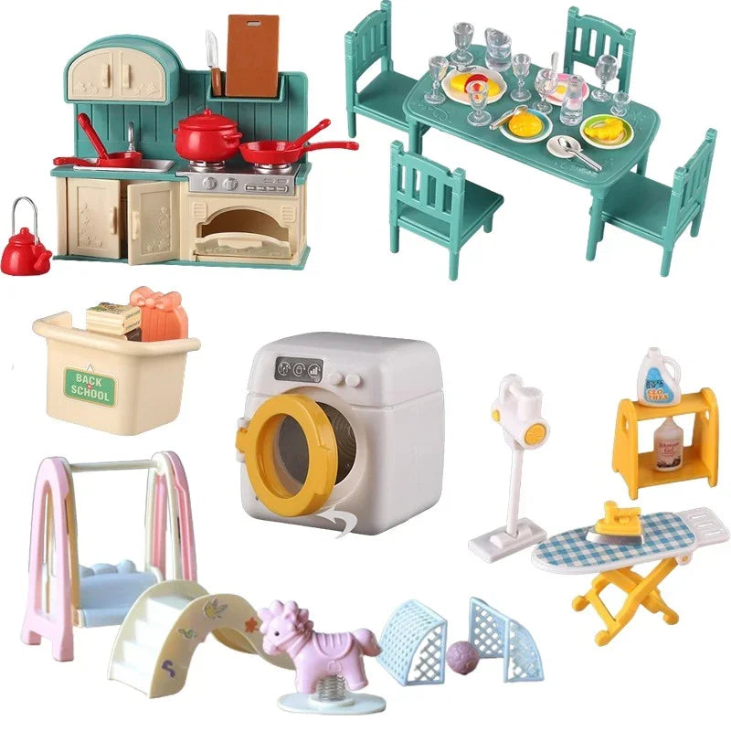 1:12 Mini Forest Kitchen & Bath Set – Dollhouse Furniture for Girls
