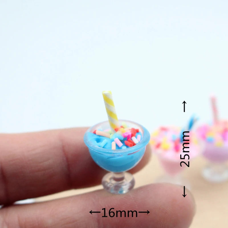 4pcs Mini Ice Cream Cups – 1:12 Dollhouse Food Decor