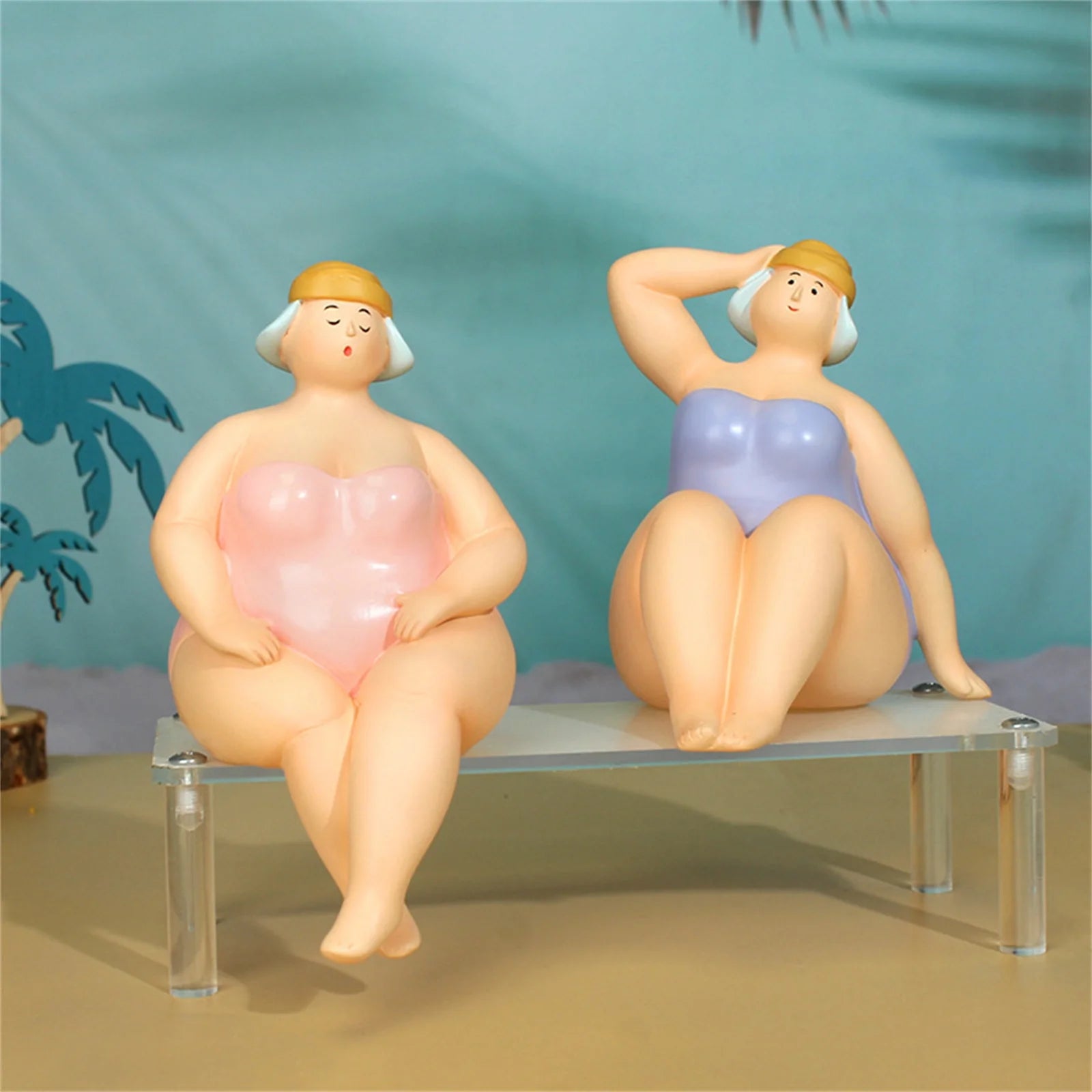 Abstract Chubby Lady Sculpture – Modern Woman Art Decor Statue