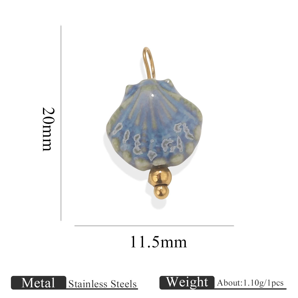 5pcs Asymmetric Ceramic & Steel Pendant Charms