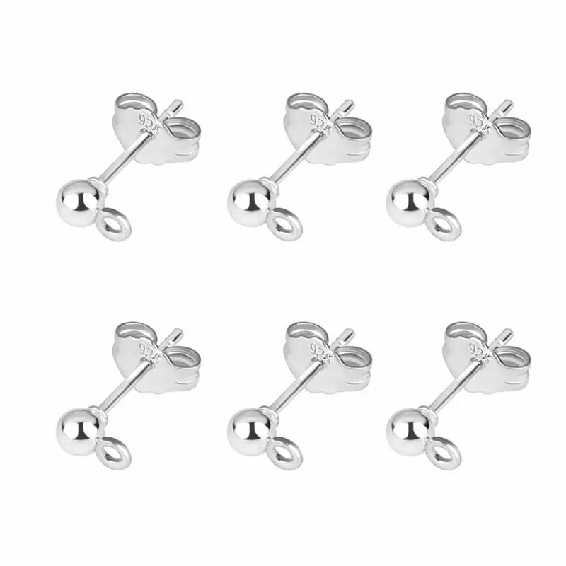 50pcs 925 Silver Plated Earring Stud Bases