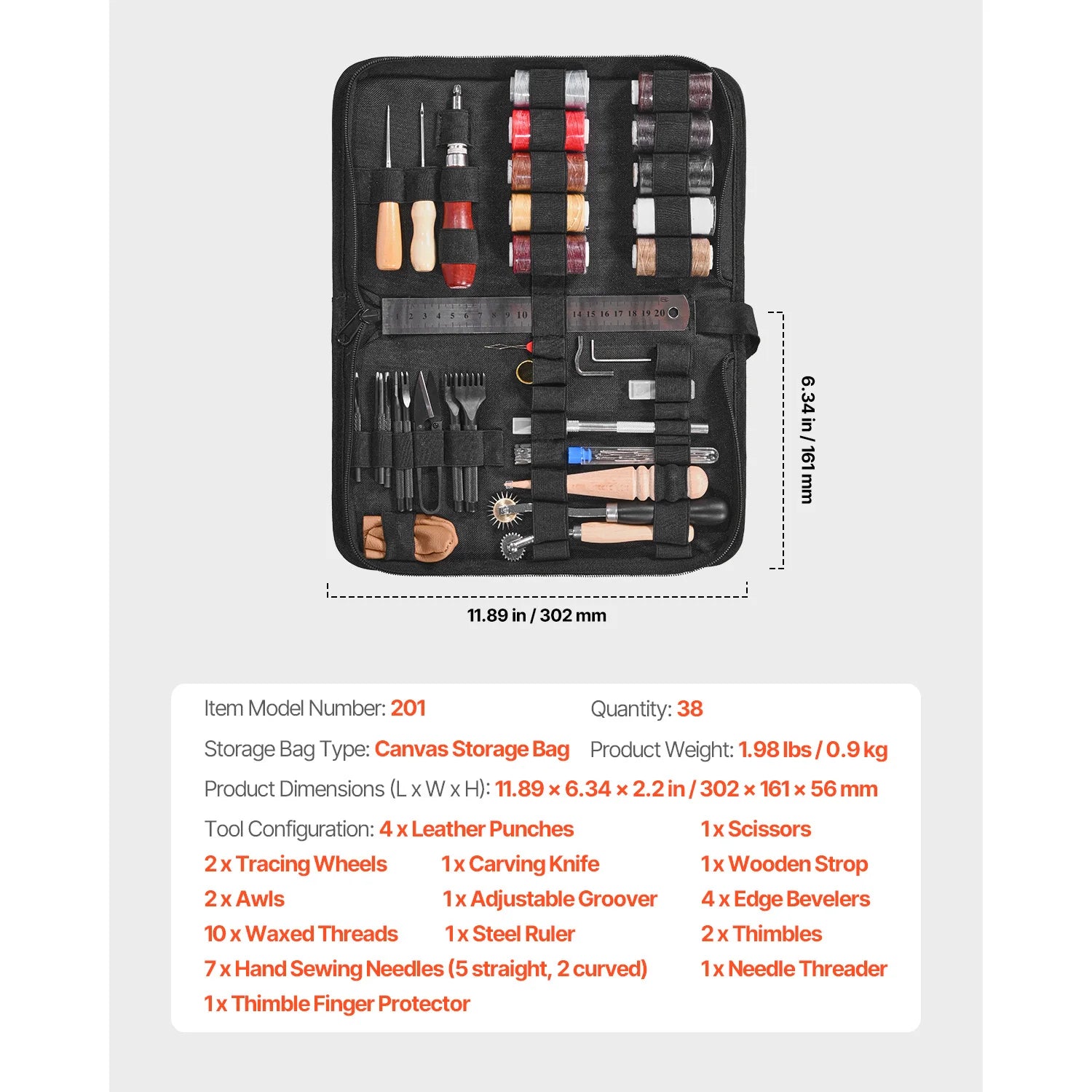 VEVOR Leather Working Tools Kit with Bag – 38–92pcs