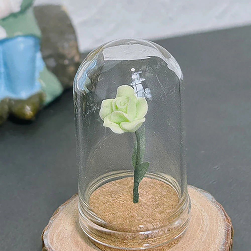 1/5pcs Mini Rose Under Glass Cloche – 1:12 Dollhouse Decoration