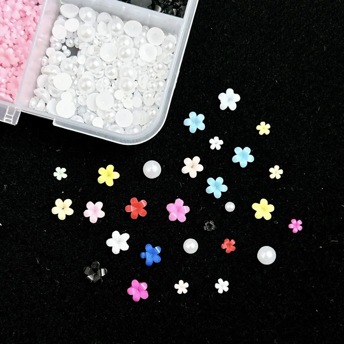 1 Box Multi-Style Resin Nail Charms – Bears, Bows, Pearls & More
