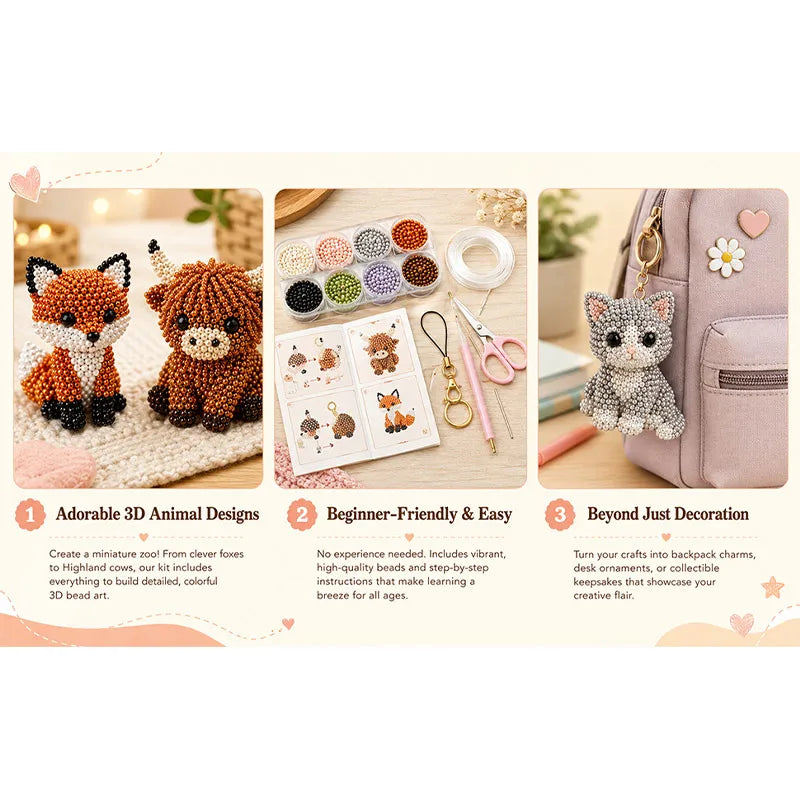 3D Beaded Bird DIY Craft Kit – Handmade Animal Beading Set