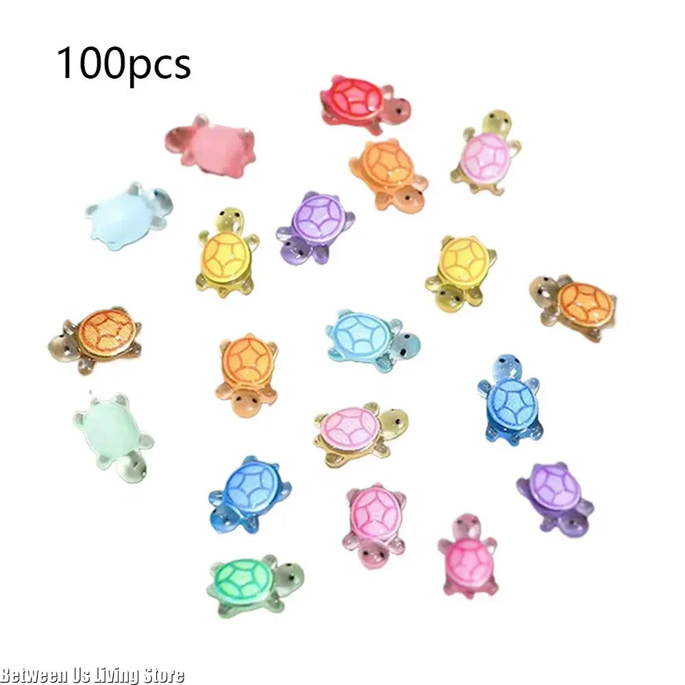 100pcs Mini Glow Turtles – Resin Figurines for Crafts & Landscaping