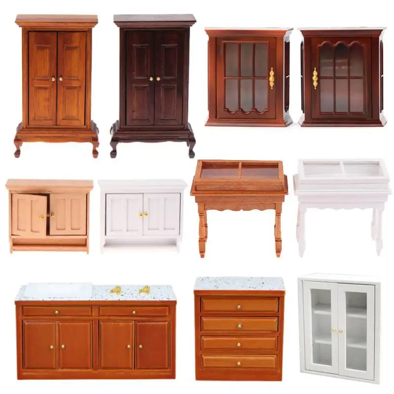 1:12 Mini White Cupboard – Dollhouse Display & Storage Cabinet