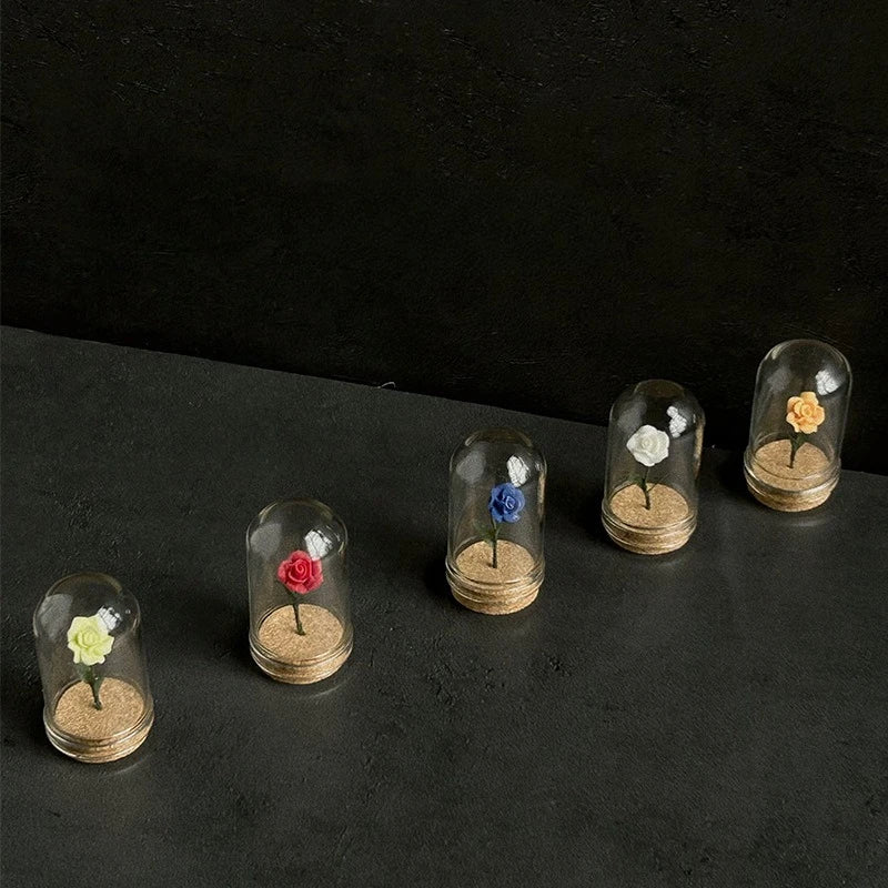 1/5pcs Mini Rose Under Glass Cloche – 1:12 Dollhouse Decoration