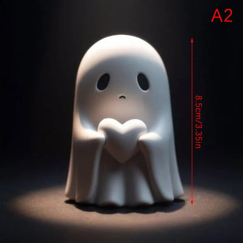 Cute Ghost Middle Finger Statue – Halloween Decor Figurine
