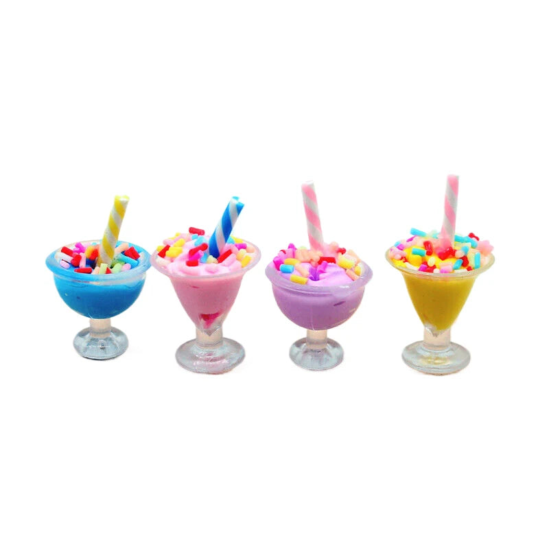 4pcs Mini Ice Cream Cups – 1:12 Dollhouse Food Decor