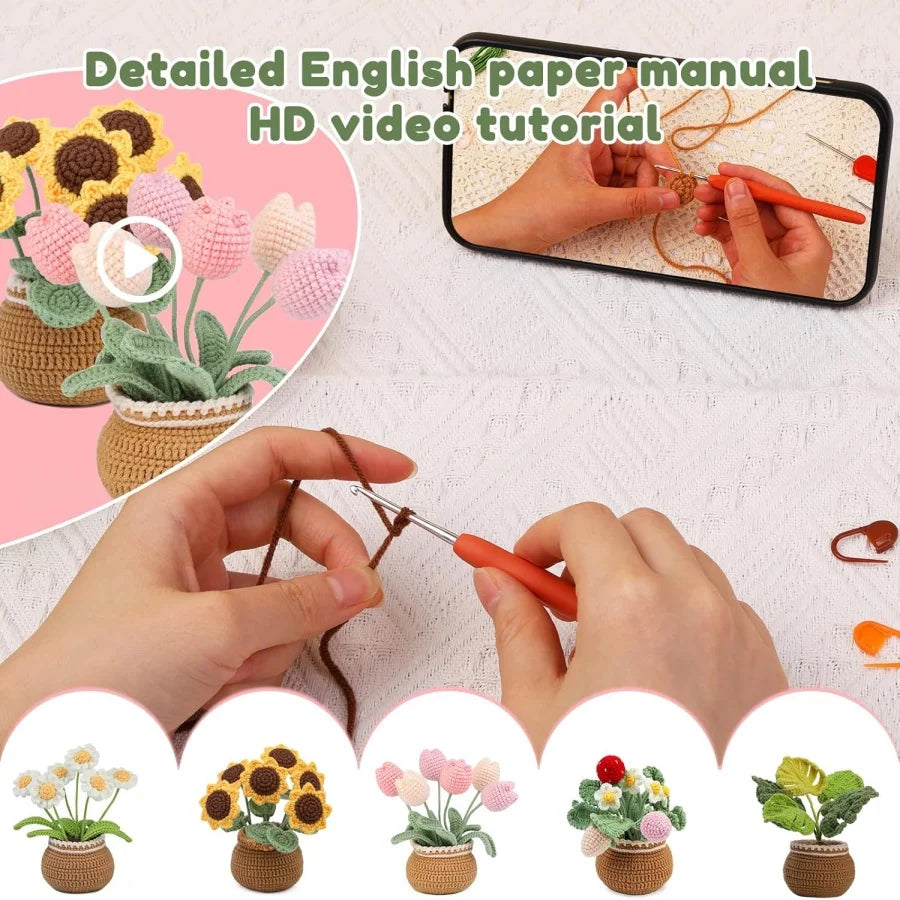 Beginner Crochet Kit – Flower Potted Plants