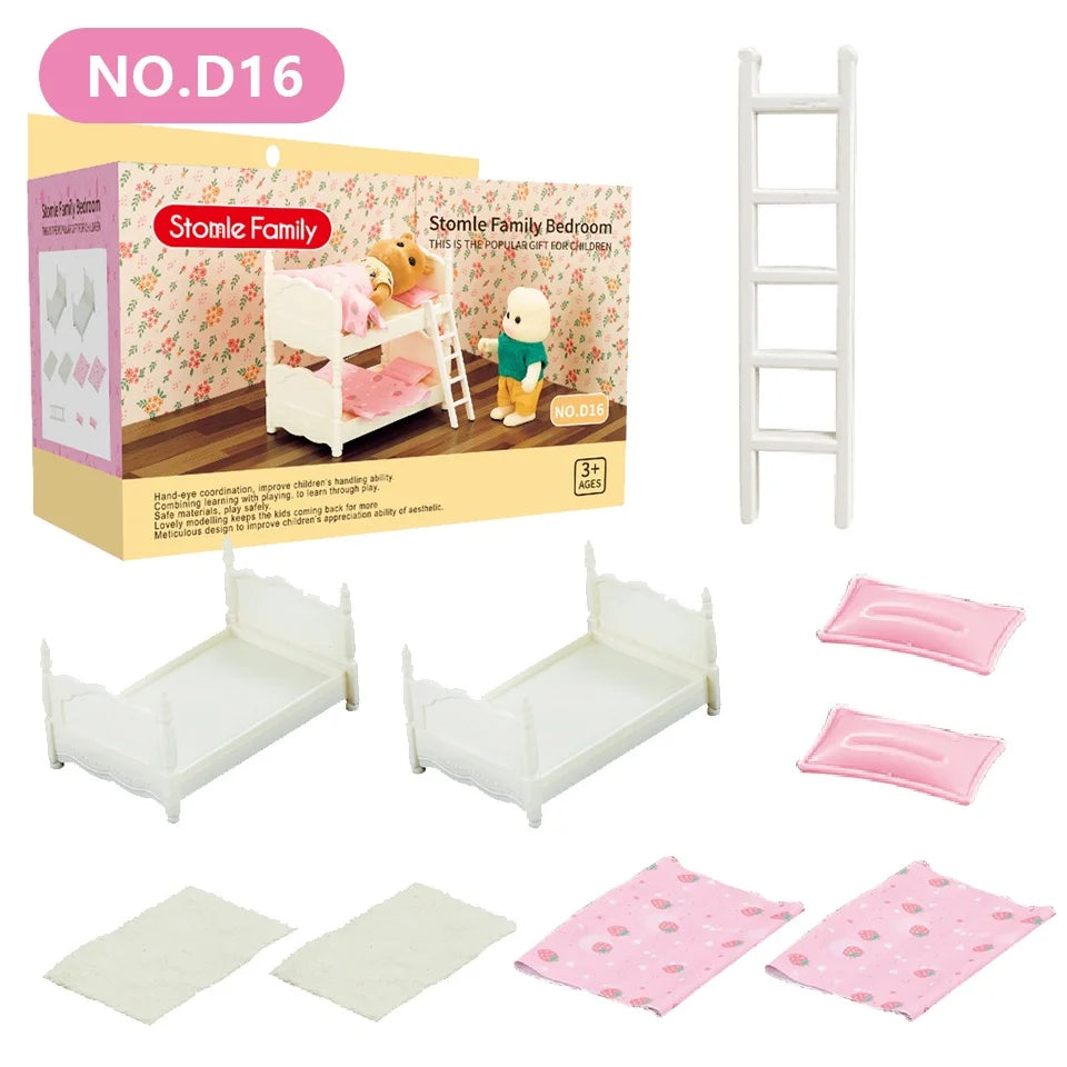 1:12 Mini Forest Kitchen & Bath Set – Dollhouse Furniture for Girls