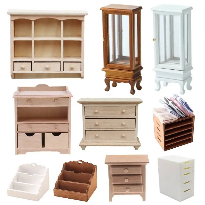1:12 Mini White Cupboard – Dollhouse Display & Storage Cabinet