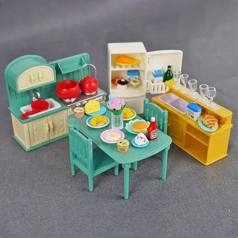 1:12 Mini Forest Kitchen & Bath Set – Dollhouse Furniture for Girls