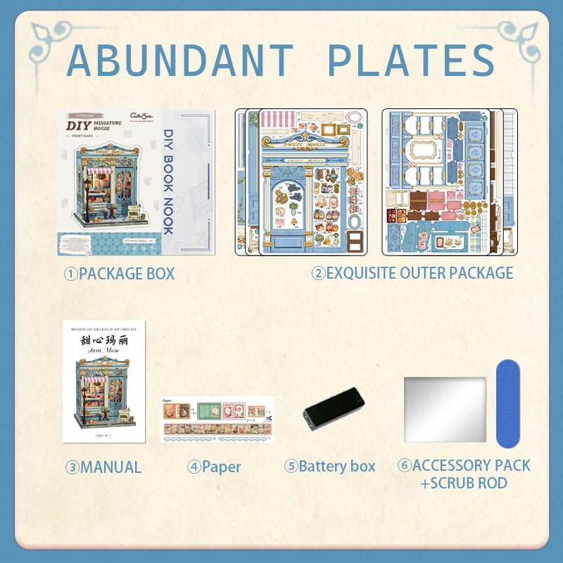 CUTEBEE DIY Book Nook – Sweet Marie Miniature Kit with LED