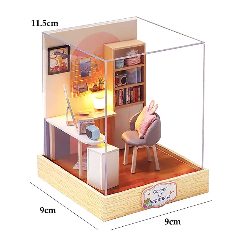Wooden DIY Miniature Dollhouse Kit with Furniture