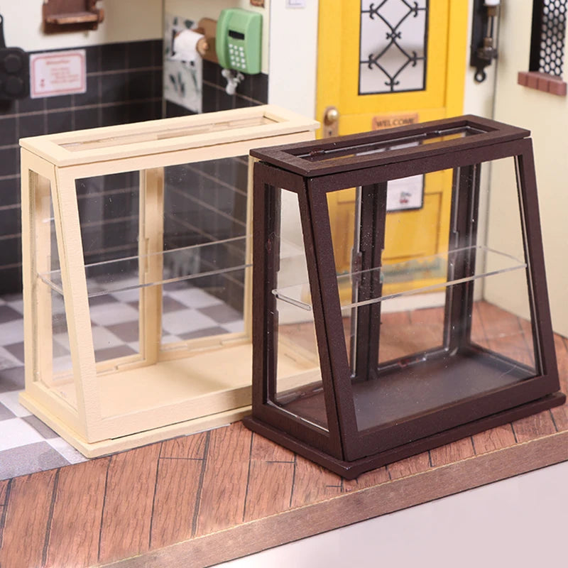 1/12 Dollhouse Mini Bakery Display Cabinet – Wooden Shop Shelf