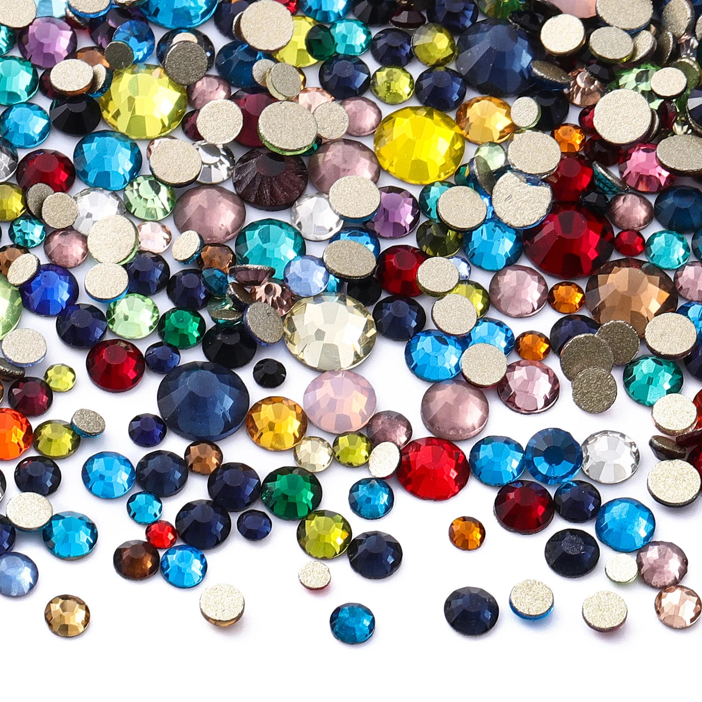 QIIY 1440pcs Glass Rhinestones – Mixed Sizes Flatback Gems