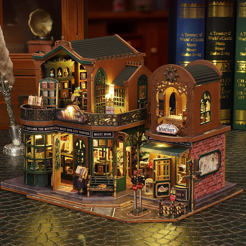 Twilight Bookstore DIY Wooden Dollhouse Kit