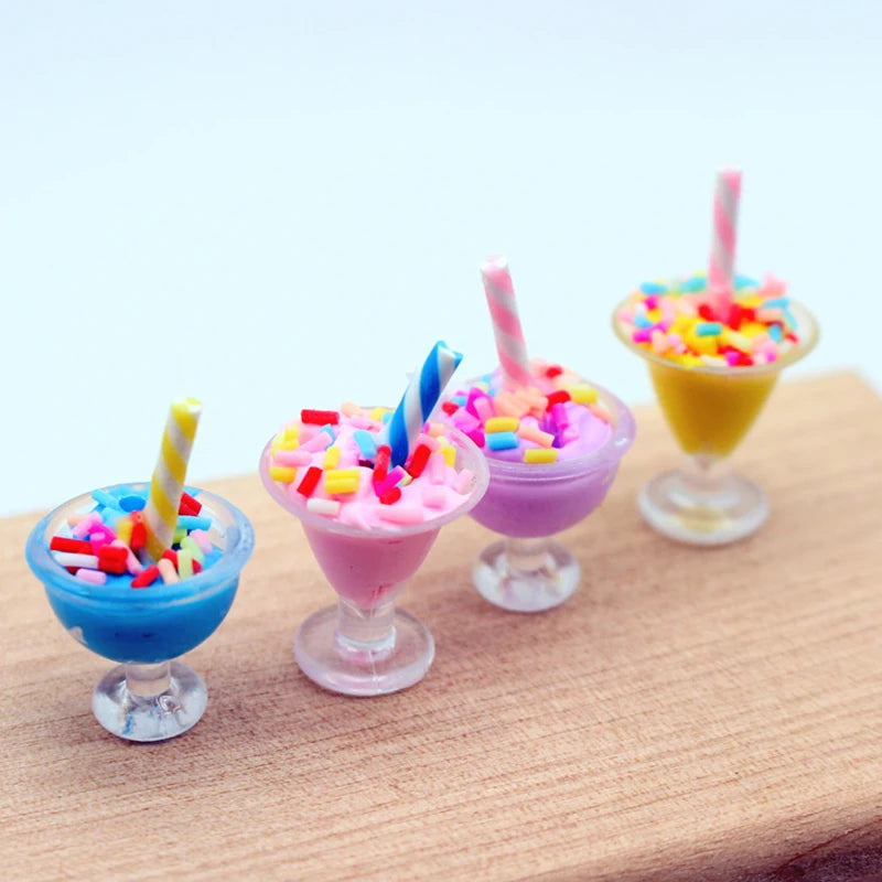 4pcs Mini Ice Cream Cups – 1:12 Dollhouse Food Decor