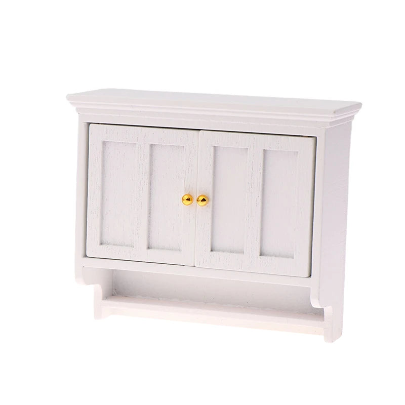 1:12 Mini White Cupboard – Dollhouse Display & Storage Cabinet