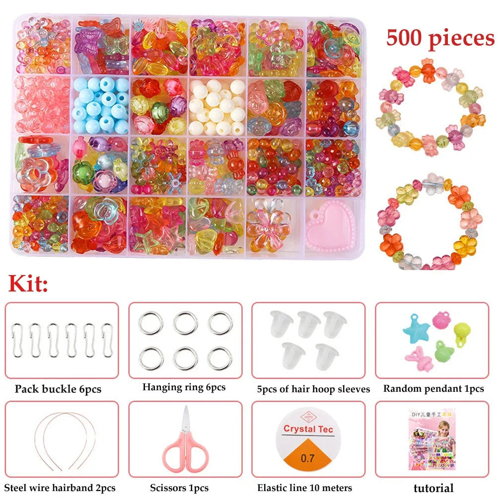 500pcs Kids Bead Kit – DIY Jewelry Making Set for Girls