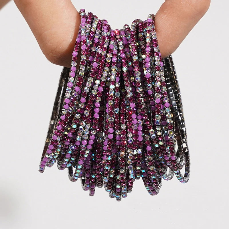 5pcs Colorful Crystal Rhinestone Elastic Bracelets