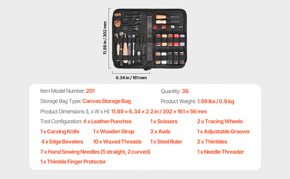 VEVOR Leather Working Tools Kit with Bag – 38–92pcs