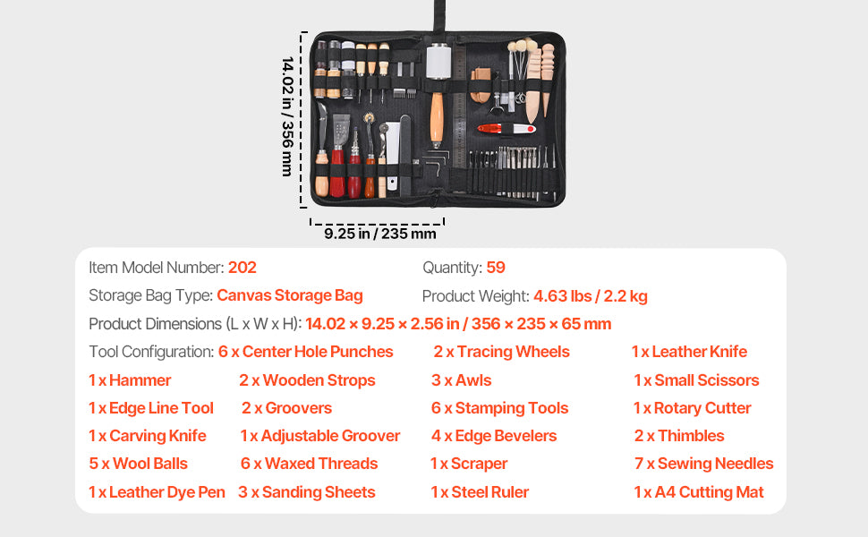 VEVOR Leather Working Tools Kit with Bag – 38–92pcs